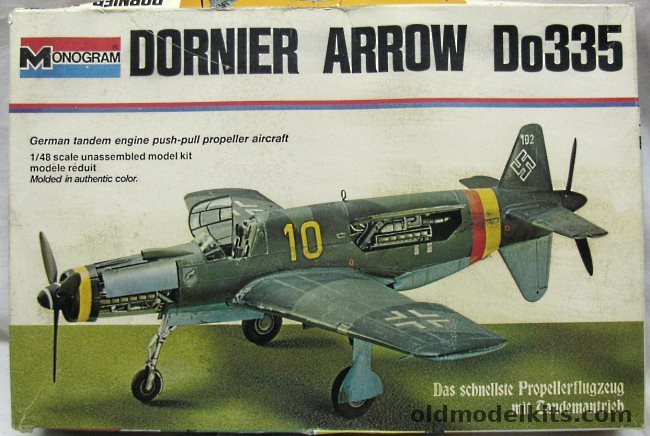 Monogram 1/48 Dornier Do-335 Arrow - Do335A-0 /  Do-335V-10 Arrow - With Diorama Instructions, 7538 plastic model kit